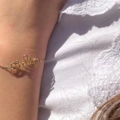 Bracelet chaîne Prénom goldfilled jaune (personnalisable) Enfant Bracelet Bébé / Enfant