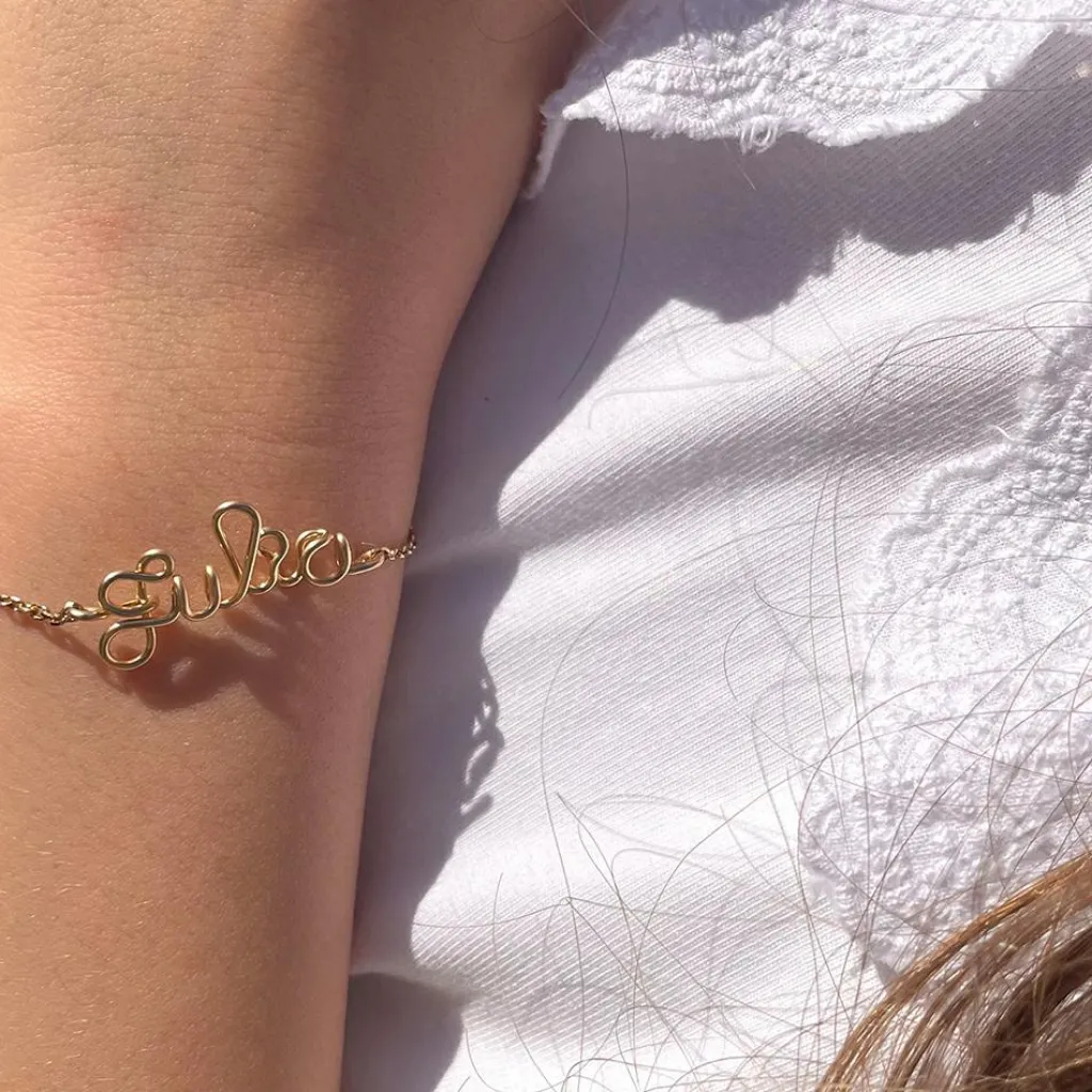 Bracelet chaîne Prénom goldfilled jaune (personnalisable) Enfant Bracelet Bébé / Enfant