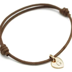 Petits trésors Bracelet cordon 1 charm coeur personnalisable (plaqué or)