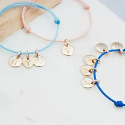 Hot Bracelet cordon 1 charm rond personnalisable (plaqué or) Bracelet Maman