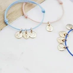 Bracelet cordon 3 charms coeur personnalisable (plaqué or) Bracelet Maman