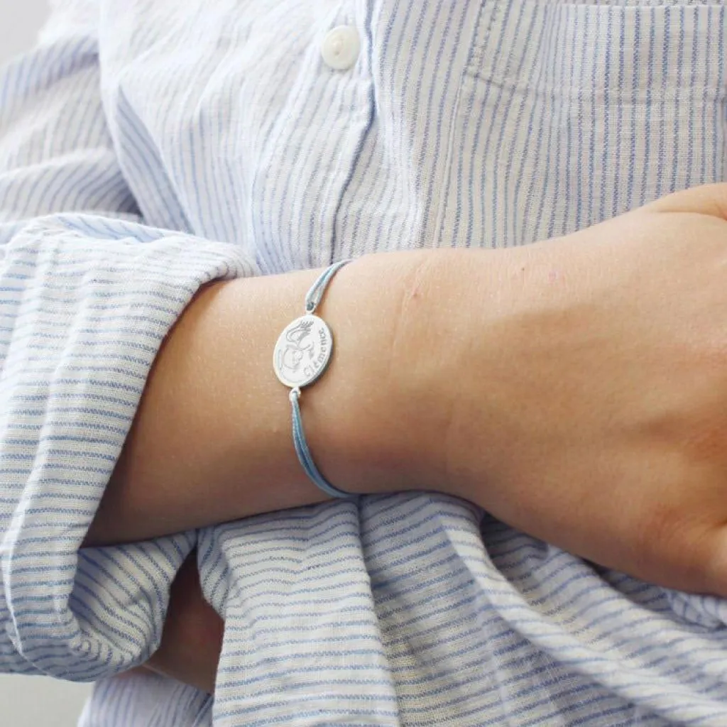 Online Bracelet cordon Ange personnalisable (argent 925°) Bracelet Religieux