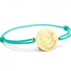 Petits trésors Bracelet cordon Colombe personnalisable (plaqué or)