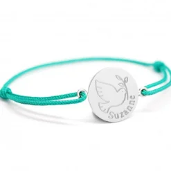 Petits trésors Bracelet cordon Colombe personnalisable (argent 925°)