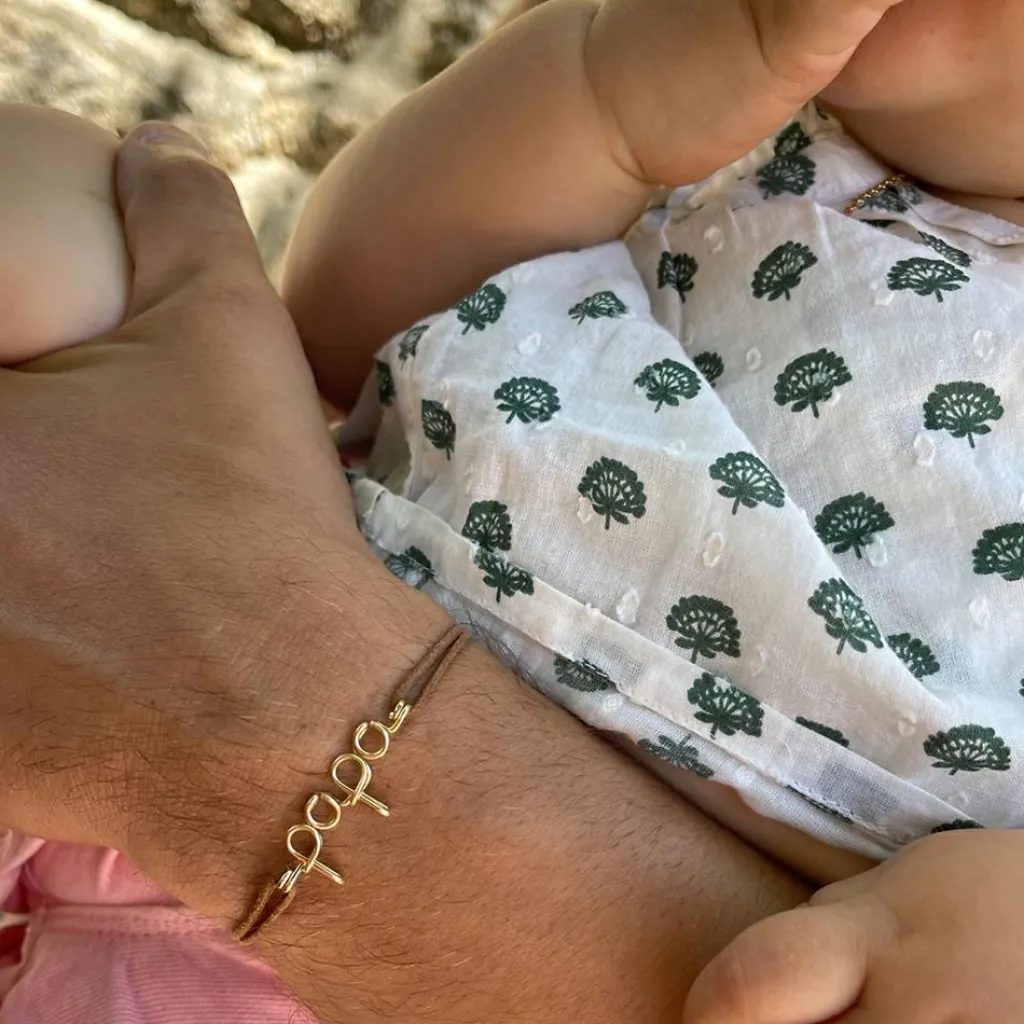 Padam Padam Bracelet cordon coton ciré Papa goldfilled jaune (personnalisable)