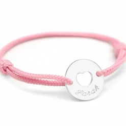 Enfant Petits trésors Bracelet cordon enfant Mini jeton coeur (argent 925°)