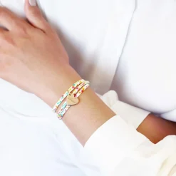 Enfant Petits trésors Bracelet cordon liberty Kids coeur personnalisable (plaqué or)