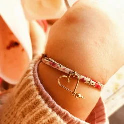 Enfant Padam Padam Bracelet cordon liberty Mon petit cœur jaune (personnalisable)
