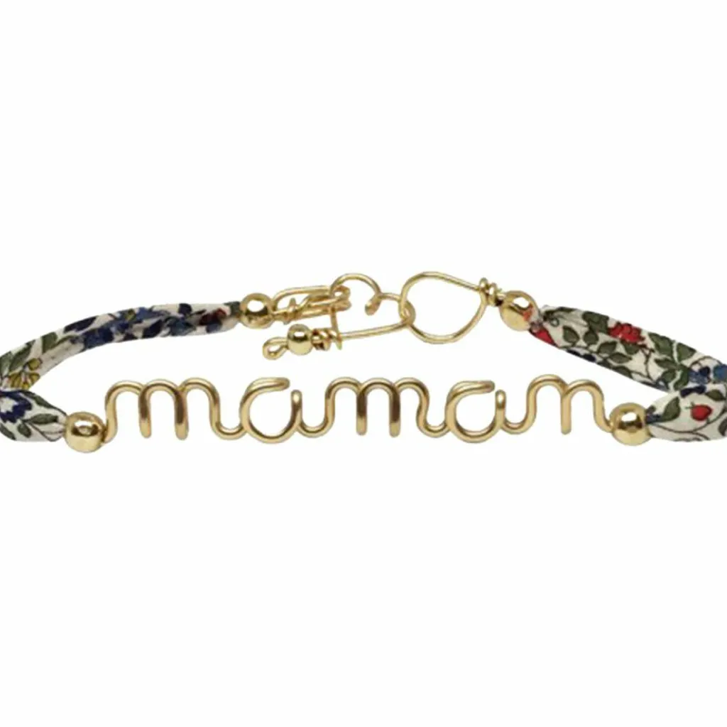 Padam Padam Bracelet cordon liberty Maman goldfilled jaune (personnalisable)