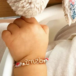 Hot Bracelet cordon liberty Prénom goldfilled jaune (personnalisable) Enfant Bracelet Bébé / Enfant