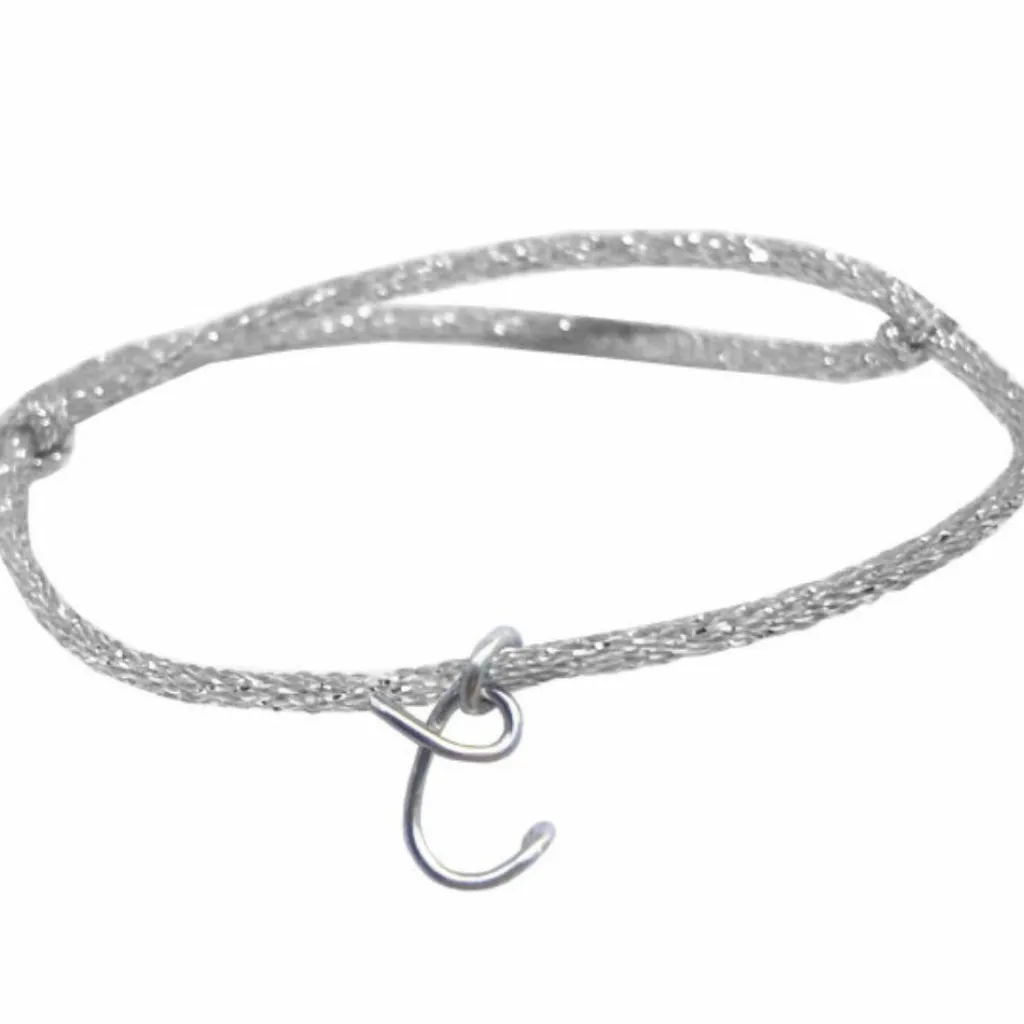 Best Bracelet cordon paillette Majuscule argent (personnalisable) Enfant Bracelet Bébé / Enfant
