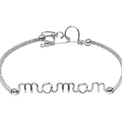 Clearance Bracelet cordon paillette Maman argent (personnalisable) Bracelet Maman