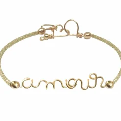 Padam Padam Bracelet cordon paillette Amour goldfilled jaune (personnalisable)