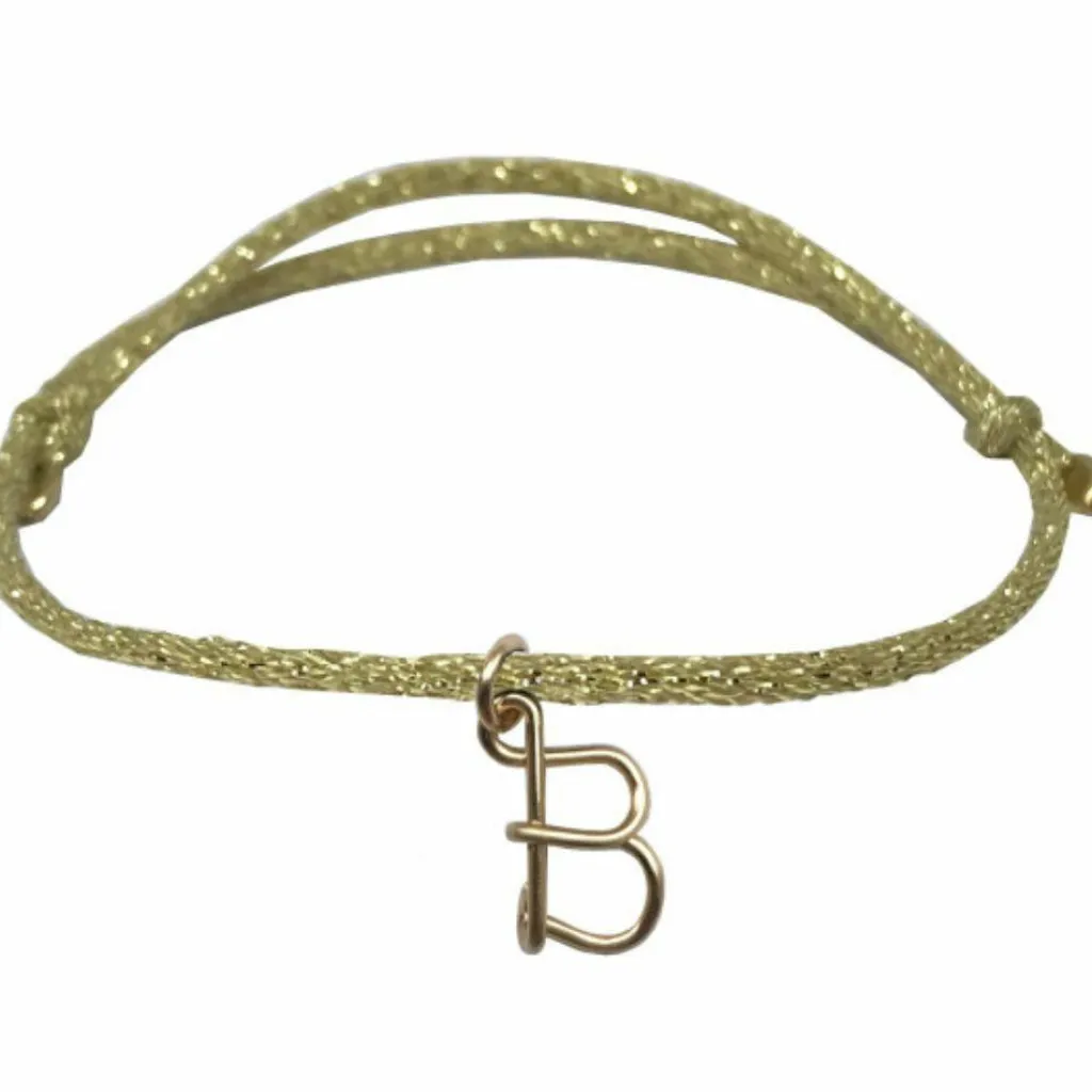 Online Bracelet cordon paillette Majuscule goldfilled jaune (personnalisable) Enfant Bracelet Bébé / Enfant