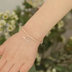 Enfant Padam Padam Bracelet cordon paillette Mon petit cœur argent (personnalisable)