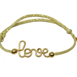 Sale Bracelet cordon paillette Love goldfilled jaune (personnalisable) Enfant Bracelet Bébé / Enfant
