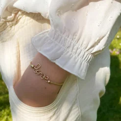 Sale Bracelet cordon paillette Love goldfilled jaune (personnalisable) Enfant Bracelet Bébé / Enfant