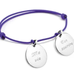 Bracelet cordon médaille (argent 925°) Bracelet Maman