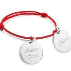 Bracelet cordon médaille (argent 925°) Bracelet Maman