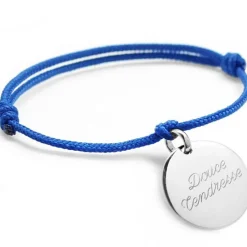 Bracelet cordon médaille (argent 925°) Bracelet Maman
