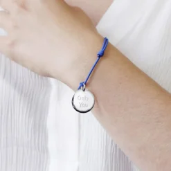 Bracelet cordon médaille (argent 925°) Bracelet Maman