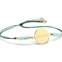 Discount Bracelet cordon Rainbow Médaille vert forêt personnalisable (plaqué or) Bracelet Maman