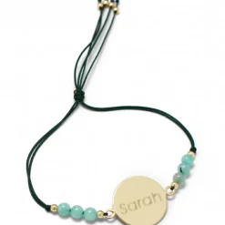 Discount Bracelet cordon Rainbow Médaille vert forêt personnalisable (plaqué or) Bracelet Maman