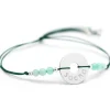 Discount Bracelet cordon Rainbow Mini jeton vert forêt personnalisable (argent 925°) Bracelet Maman