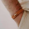 Mon Petit Poids Bracelet en cuir Camel (plaqué or jaune)
