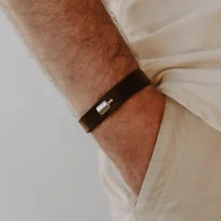 Mon Petit Poids Bracelet en cuir Brun (argent rhodié)