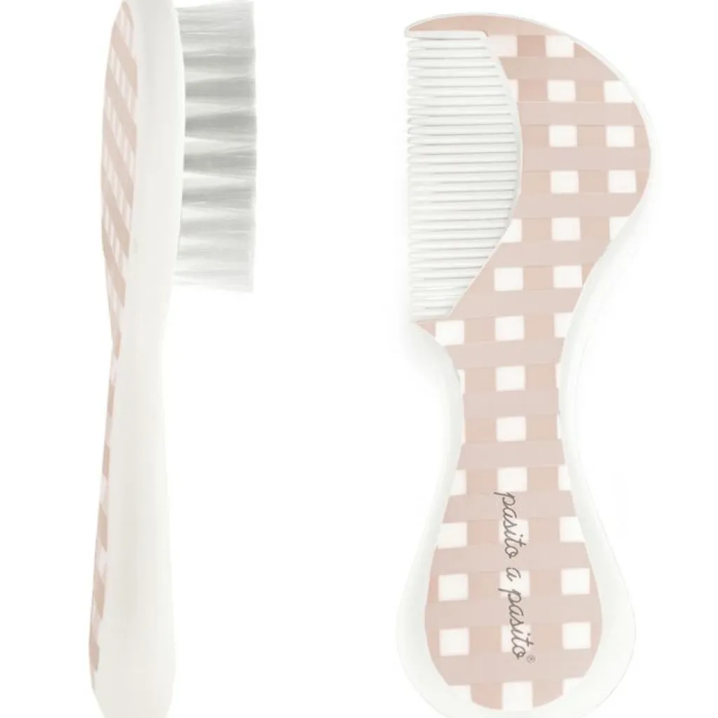 Discount Brosse et peigne carrés Vichy rose Peigne Et Brosse