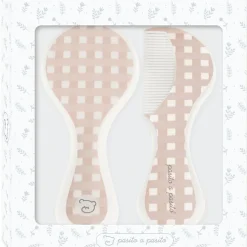 Discount Brosse et peigne carrés Vichy rose Peigne Et Brosse