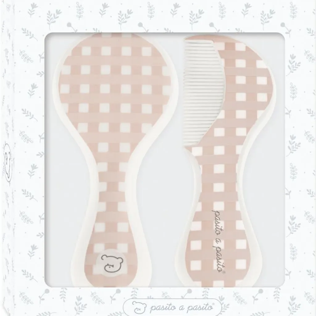 Discount Brosse et peigne carrés Vichy rose Peigne Et Brosse