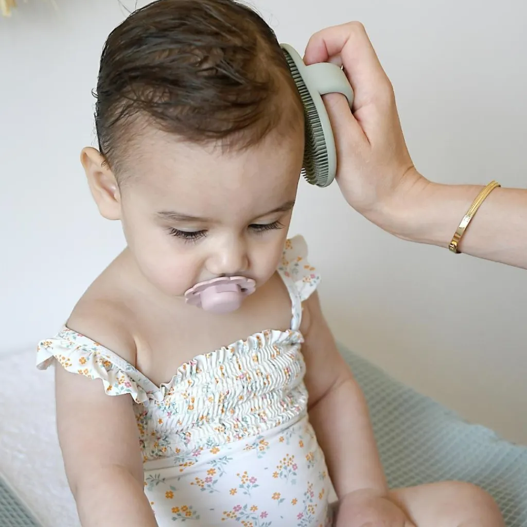 Outlet Brosse pour croûtes de lait en silicone Vert de gris Peigne Et Brosse