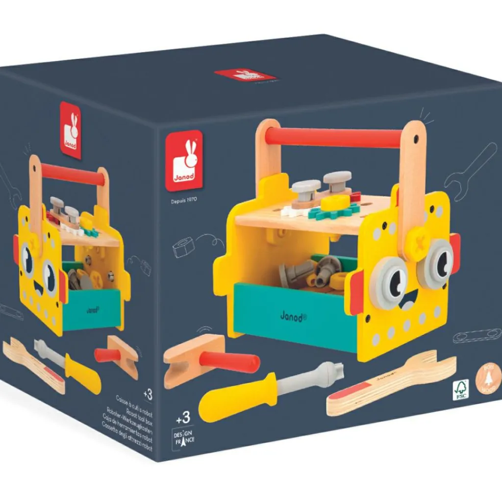 Outlet Caisse à outils Brico'kids en bois (25 pièces) Etabli Et Outils