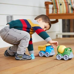 Green Toys Camion de construction mélangeur vert et jaune