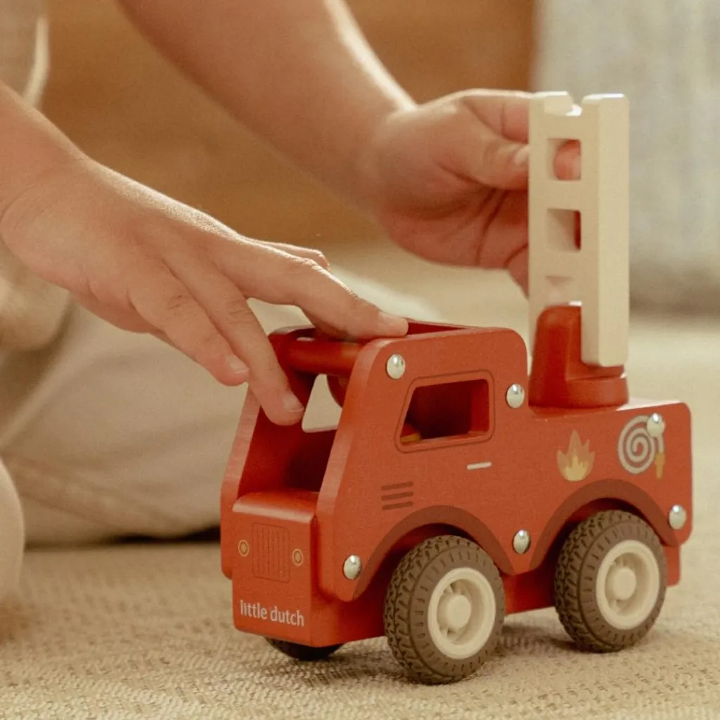 New Camion de pompiers 1er âge en bois Petites Voitures, Véhicules Et Circuits
