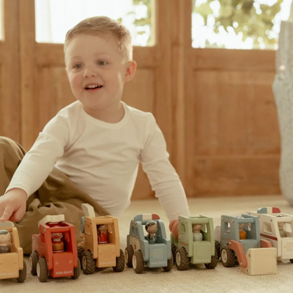New Camion de pompiers 1er âge en bois Petites Voitures, Véhicules Et Circuits