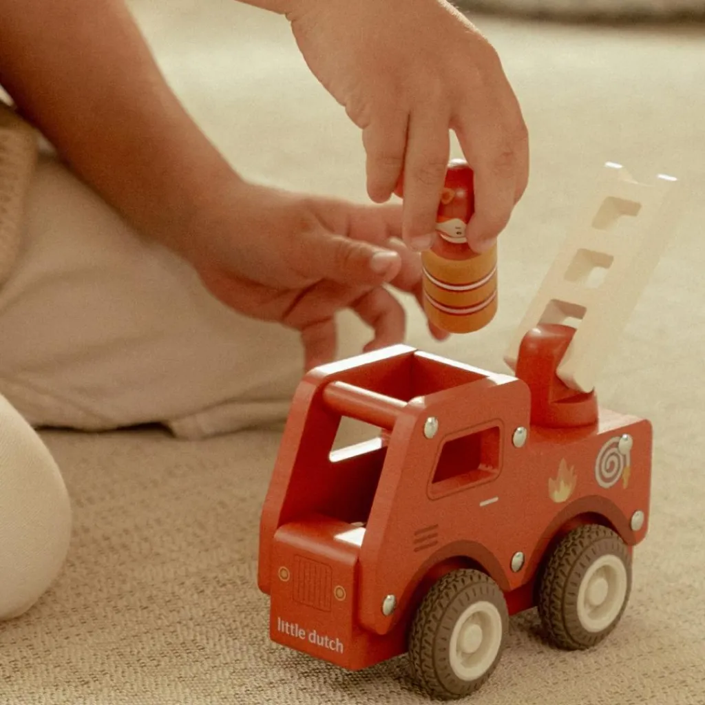 New Camion de pompiers 1er âge en bois Petites Voitures, Véhicules Et Circuits