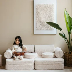 Canapé modulable Settee Cream White molletonné Fauteuil / Pouf