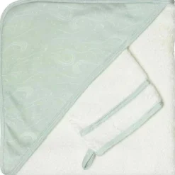 Trois Kilos Sept Cape de bain + gant Au large de Nova (70 x 70 cm)