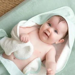 Trois Kilos Sept Cape de bain + gant Au large de Nova (70 x 70 cm)