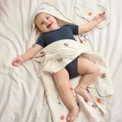 Hot Cape de bain + gant Blossom nature Cape De Bain