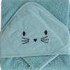 Domiva Cape de bain + gant chat bleu Nil (75 x 75 cm)