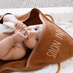 Trois Kilos Sept Cape de bain + gant Mini nous Camel (70 x 70 cm)