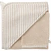 BB & Co Cape de bain + gant éponge bambou et gaze rayé galet