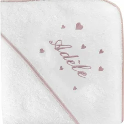 Sale Cape de bain coeur rose personnalisable (80 x 80 cm) Cape De Bain