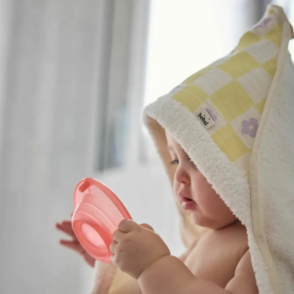 BEBEL Cape de bain Comme un bonbon Romy damier jaune