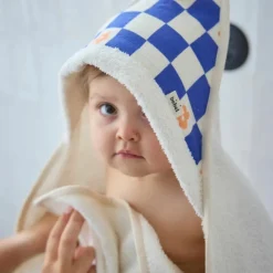 BEBEL Cape de bain Comme un bonbon Romy damier bleu