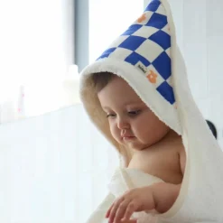 BEBEL Cape de bain Comme un bonbon Romy damier bleu